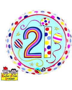 21 Polka Dots & Stripes - 18 Inch Foil Balloon (50337Q)