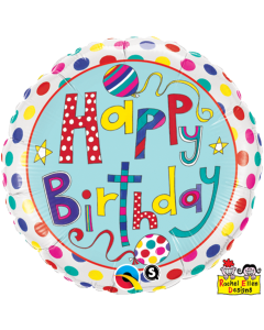 Happy Birthday Polka Dots - 18 Inch Foild Balloon (50404Q)