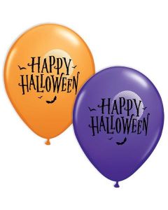 Halloween Moon & Bats - 28cm (11 Inch) Latex Balloon (50944Q)