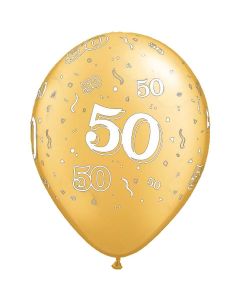 50-A-Round Gold - 28cm (11 Inch) Latex Balloon (50-05)