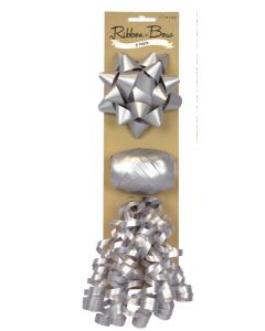 Ribbon & Bow Star & Curly 3 Pack - Silver (E2433)