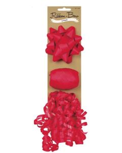 Ribbon & Bow Star & Curly 3 Pack - Red (E2434)