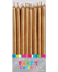 Candle Small Tappered 12cm (5 Inch) - 16 Pack - Gold (E54701)