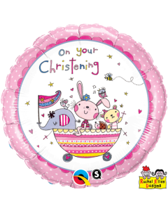 On Your Christening Pink - 18 Inch Foil Balloon (55043Q)