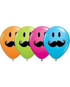 Smile Face Mustache - Special Assorted - 28cm (11 Inch) Latex Balloon (60044Q)