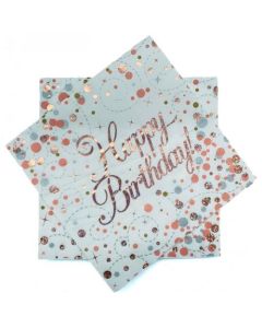 Sparkling Fizz Rose Gold - Napkin Happy Birthday (Pack of 16) (635722A)