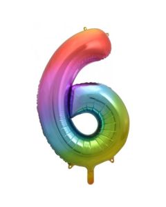 6 Rainbow Number - 86cm (34') Foil Balloon (6RainA)