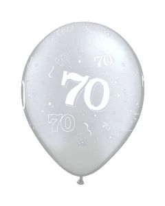 70-A-Round Silver Pearl - 28cm (11 Inch) Latex Balloon (70-15)