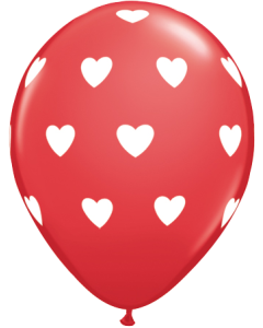 Big Hearts - White & Red - 28cm (11 Inch) Latex Balloon (76928Q)