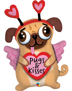 Pugs & Kisses - 91cm (36 Inch) Foil Balloon (78533Q)