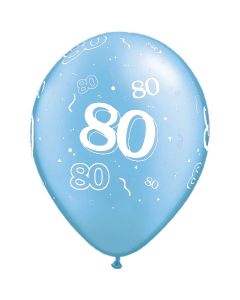 80-A-Round Azure Blue Pearl - 28cm (11 Inch) Latex Balloon (80-02)