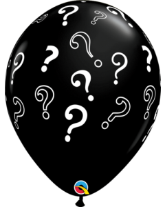Question Marks (?) - 16 inch Round Onyx Black Latex Balloon (85843Q)