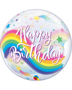 Birthday Rainbow Unicorns - 22 Inch Bubble Balloon (87744Q)