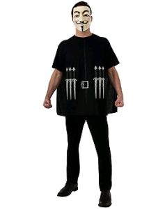 V for Vendetta Shirt Removable Cape and Mask - Adult Costume (RUB880920)