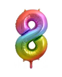8 Rainbow Number - 86cm (34') Foil Balloon (8RainA)