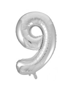 9 Silver Number - 86cm (34') Foil Balloon (9SilverA)