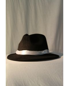 Gangster Hat - Pinstriped White & Black Stripe (CB1222)