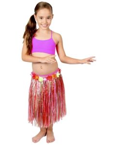 Child Hula Skirt - Multi With Flowers (GR2104)