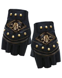 Steampunk Gloves With Studs & Crossbone (AR3255)