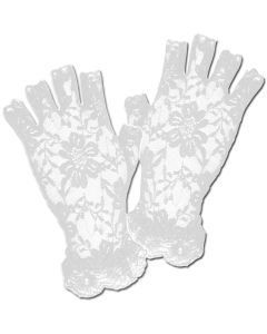 Short Lace Fingerless Gloves - White (AR6702WH)