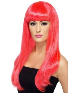 Babelicious Long Straight Wig - Neon Pink (SM42421)