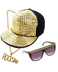 Party Rock Kit - Studded Cap, Glasses & Neck Chain (CA3076)