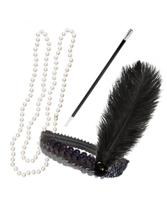 1920's Flapper Gatsby Set - Black (CA90113F)