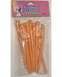 Penis Straws - Pack 10 - Dicky Sipping Straws - Flesh (CB0113)