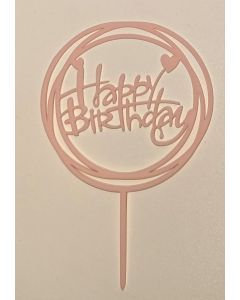 Happy Birthday Circle - Light Pink - Cake Topper (CB0836)