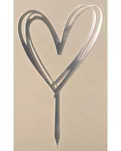 Love Heart Open - Silver - Cake topper (CB0845)