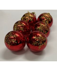 Large Xmas Baubles - Box Pack 6 - 70mm - Red (CBX1005-1)