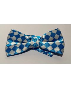 White & Light Blue Checked Bow Tie (CB1958)