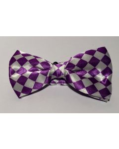 White & Purple Checked Bow Tie (CB1959)