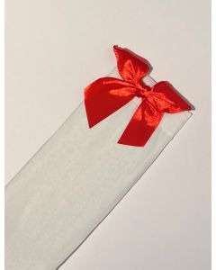 White with Red Bow - Thigh High Stocking (CB6202)