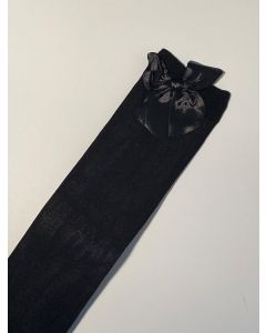 Black with Black Bow - Thigh High Stocking (CB6232)