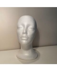 June Female White Foam Mannequin Head, Long Neck - 30cm High x 52cm Circumference (Wig Head) (CB9961-2)