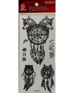 Tattoo Sheet (M-207) - Wolf Dream Catcher (CBT1011)