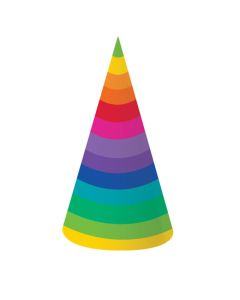 Rainbow Cone Shaped Party Hats (Pack of 8) (CC205972AM)