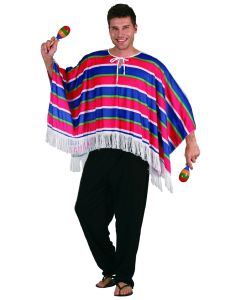 Mexican Poncho - Red / Blue - Adult Costume (CO5741)