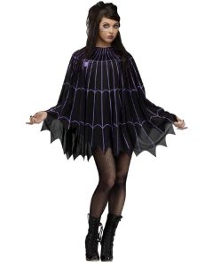 Spiderweb Poncho - Black/Purple (CO90269P)