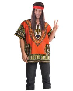 Dashiki Shirt Orange Adult Costume (D21090G)