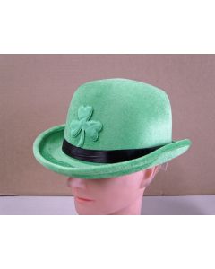 St Patricks Day Bowler Hat - Green With Shamrock (HATBBF-G)