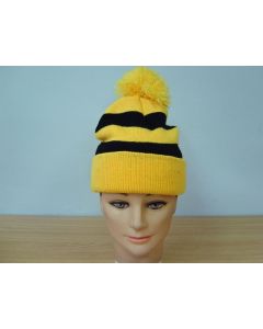 Yellow and Black Stripe Beanie Hat (HATWID)