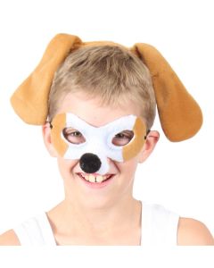 Dog Brown / White - Animal Headband and Mask Set (HE9986BR)