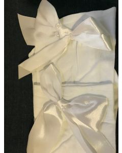 White Thigh High Stocking with White Satin Bow Top (CB6104)