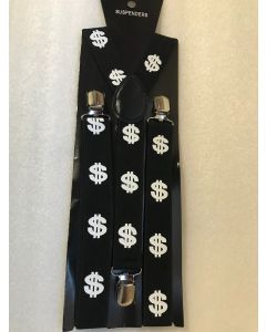 Dollar Sign Print Braces/Suspenders 2.5cm x 2mtr (CB6716)
