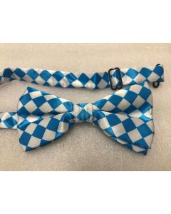 White & Blue Checked Bow Tie (CB1957)
