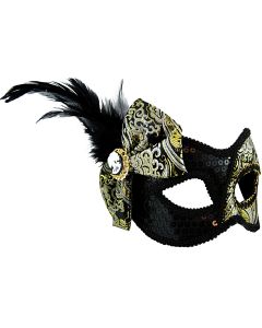 Masquerade Mask - Black With Side Bow (MA7159)