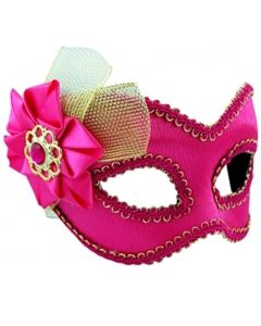 Masquerade Mask - Pink With Tulle & Bow (MA7163)