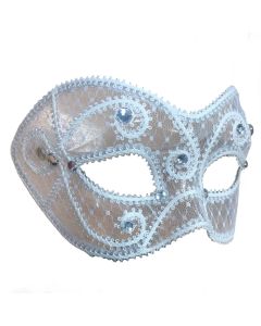 Masquerade Mask - White Lace Design (MA7194)